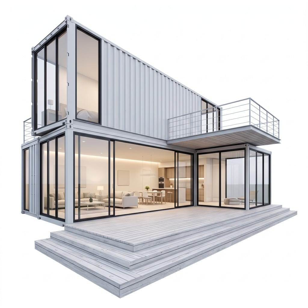 Modular Shipping Container Residence - Contemporary Container Residence in Suburban Eco-Living Plot